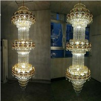 Lustre Stair Chandelier K9 Gold Crystal Chandelier Modern Led Chandeliers Lighting Hotel Villa Lobby Mall Aisle Engineering