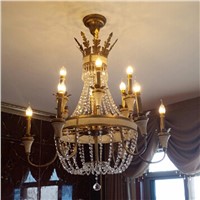 Large hanging Light Fitting Bronze color for Foyer Hallway Fashion Big crystal chandelier lighting fixture antique brass color