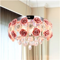 Modern Crystal chandelier lamps For kitchen Luxury Hotel rooms Rose flower  Entry Foyer lighting with E14 Led lamp 9068