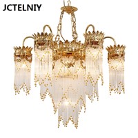 new luxury copper Crystal chandelier fashion French stair  copper crystal lighting fitting for the living room hotel lobby