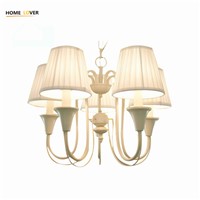 Modern LED Chandelier Lighting Fixture Gold Iron Holder Chandeliers Lamp Lustres With Fabric Lampshade For Home Decoration