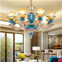 led e14 French Zinc Alloy Ceramic Glass Crystal Chandelier LED Light LED Lamp For Foyer Bedroom Dinning Room Lounge Area Villa