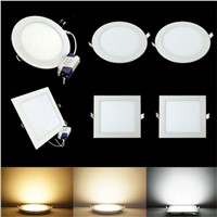 LED Downlight Recessed Kitchen Bathroom Lamp 85-265V 25W Round/Square LED Ceiling Panel light Warm/Natural/Cool White Free ship