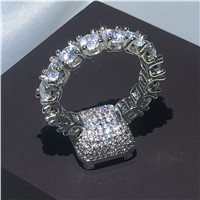 choucong Vintage Female ring Full Pave setting 5A zircon crystal 925 silver Engagement Wedding Band Rings For Women Gift