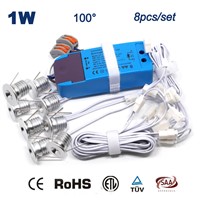 8pcs 1w + Cables Dimmable Led Downlight Lamp 15mm 80Ra Dimming Bulb Night Light 100Lm/W