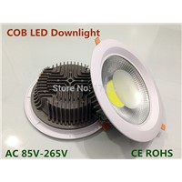 New COB LED Down  light 100pcs Die-cast aluminum Round 10W15W20W30W+Power Driver ,Size145mm- 225mm,White Shell,AC90~260V CE ROHS