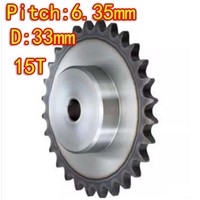 Diameter:33mm 25H /45steel-15Teeths  precision small chain wheel M5 standard screw hole  --Pitch: 6.35MM- hole d:6mm