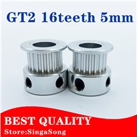 5pcs/lot 2GT GT2 10mm Pulley Bore 5mm/6.35mm/8mm 16teeth Timing Gear Alumium For Belt Width 10mm For 3D printe