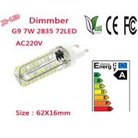 2pcs  AC220V SMD 2835 G9 LED 7W Dimmber LED Corn Light Bulb Super bright 360 Replace 50W Halogen Lamp mini candle spotlight