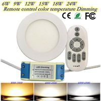 LED Panel Light LED Ceiling 2.4G remote control color temperature dimming 6W round 125 * 125 AC 85-265V LED Downlight DHL Free
