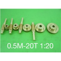 0.5M-20T  1:20 worm rod and worm gear wheel Reduction ratio motor essential combination-Outer Diameter:12.4mm  Hole:3mm