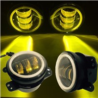 1 Pair Auto Accessories Turn Signal DRL Led Car Headlights 4&amp;amp;quot; Angel Eyes Golden Halo Ring LED Fog Lights For Jeep Grand Cherokee