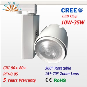 COB 35W led track light adjustable beam angle 130-140LM/w track rail lamp for commercial lighting 3 years warranty