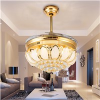 Retractable Ceiling Fans Lamp Light Invisible Fan Blade Remote Control  Ventilador De Techo Quiet Hidden Luminaire