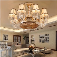 led e14 European Alloy Crystal Fabric Ceiling Fan LED Lamp.LED Light.Ceiling Lights.LED Ceiling Light.Ceiling Lamp For Foyer