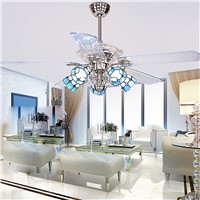 led e27 Tiffany Iron Glass Ceiling Fan LED Lamp.LED Light.LED Ceiling Light.Ceiling Lamp For Foyer Bedroom