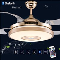LED Bluetooth Musical Stainless steel Acryl Ceiling Fan LED Ceiling Lights.LED Ceiling Light.Ceiling Lamp For Foyer Bedroom