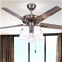Ceiling fan European LED lamps ceiling lamps style retro iron leaf dining room bedroom ceiling fan light lamp household lamps