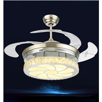 42inch restaurant simple modern chandelier crystal fan lights white LED fan light chandelier living room fans remote control