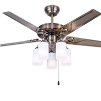 Ceiling fan European style retro iron leaf dining room bedroom ceiling fan light lamp household FS12