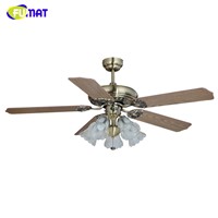 FUMAT Ceiling Fans Lamp European Style Brief Living Room  LED Ceiling Fans Vintage Lamp Remote Control 52-inch Glass Lamp