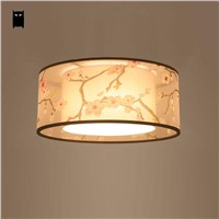 Round Fabric Shade Ume Ceiling Light Fixture Chinese Modern Simple Japanese Plafon Lamp Luminaria Indoor Home Bedroom Study Room