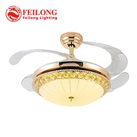 Simple Golden Ceiling Fan Y4215 LED Ceiling Fan With Light Hidden Blades Home Fan Light