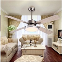Fan light minimalist restaurant LED wooden leaf ceiling fan ceiling light living room fan ceiling with remote control 42 inch
