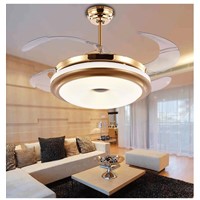 Ceiling fan LED invisible fan lamp with telescopic modern minimalist bedroom living room dining room light remote control ZA