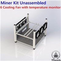Open Air 6 GPU  Mining Case Computer full tower ETH Miner Frame Rig 6x Fan &amp;amp;amp; Temp Monitor bitcon Miner Kit Unassembled