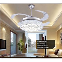 LED ceiling fan crystal lamp European bedroom modern electric fan light ceiling crystal invisible dining room ceiling fan