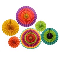 6pcs/set 8&amp;amp;quot; 12&amp;amp;quot; 16&amp;amp;quot; Fiesta Colorful Paper Fans Round Wheel Disc for Party Wedding Event Home Decoration