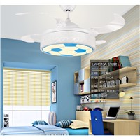 Ceiling fans lamp  36/42 inch LED children room boy football remote control 3 color ceiling fan light girl princess lamp pink