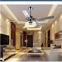 Stainless steel ceiling fan light living room restaurant sectors LED European modern minimalist fan lamp ceiling fans 52inch