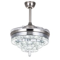 Ceiling fans 36inch 90cm 42inch 108cm LED K9 crystal living room ceiling lamp 85-265V Dimming remote control ceiling fan lamp