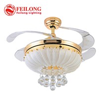 Retractable Blades Crystal ceiling Fan with Led light 36&amp;amp;quot; 42&amp;amp;quot; 52&amp;amp;quot;