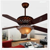 European American antique light chandelier fan light remote control Fan lights chandelier glass lampshade with remote control