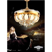 Golden Crystal LED stealth ceiling fan light 42inch fan lights living room bedroom dining room fashionable ceiling lights fan