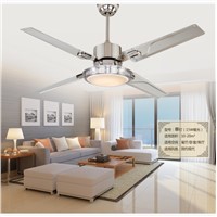 LED ceiling fan lights restaurant bedrooms modern fan lamps ceiling fans remote control simple fashion stainless iron leaves