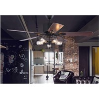 Loft industrial fan chandelier fan light vintage restaurant fan chandelier quiet home LED remote control