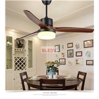 New LED Ceiling Fan For Living Room 220V Wooden Ceiling Fans With Lights 52 Inch Blades Cooling Fan Remote Fan Lamp