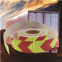 5cmx50m PET Arrow Safety Reflective Warning Tape Film Waterproof Sticker for Car Truck fluorescent yellow and red