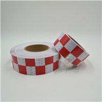 5cmx5m Shining Red White Color Square Self-Adhesive Reflective Warning Tape for Body Signs