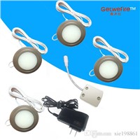 Recessed installation DC 12v 4pcs/lots 1.5W LED Puck/Cabinet Light,LED spotlight &amp;amp;amp;18pc 3528 led,Milky cover+1connector+1adapter