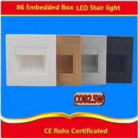 4pcs/lot COB 2.5W 85-265Vac led stair light ,Night Lamp for 86 box, led footlight for corridor,stairs,passway,bathroom