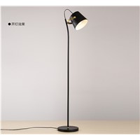 1405mm Height Steel Stem Floor Lamp with Metal Shade in Black