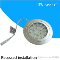 DHL shiping Recessed installation 50pcs/lots DC 12v 1.5W LED Puck/Cabinet Light,LED spotlight with 18pcs 3528 leds,clear cover