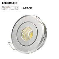 3W cob downlights with Drivers AC85-265V Showcase Jewery Cabinet Lighting Black White Silver shell  Nature white 4pcs/lot