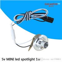 NEW 5v DC 1pcs/lots 1W 110LM mini LED Puck/Cabinet Light, LED ceiling light dimmable (No power)
