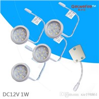Nice DC 12v 4pcs 1W LED Puck/Cabinet Light,LED spotlight with 9pcs 2835 leds+1pcs connector line(without power supply)